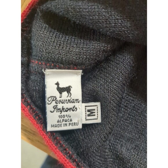Peruvian Imports Sweater Med 100% Alpaca Cardigan Full Zip Bolivia Artsy Rare - Picture 9 of 9